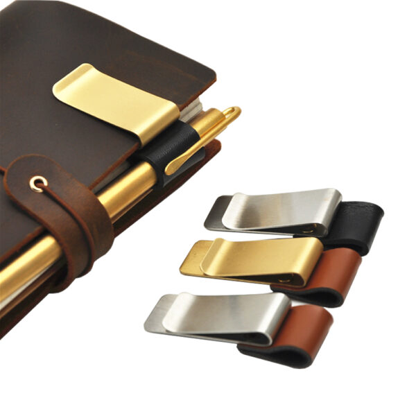 1pc-Metal-Leather-Pen-Holder-Brass-Stainless-Steel-Pencil-Clip-Vintage-Diary-Notebook-Loose-Leaf-Memo