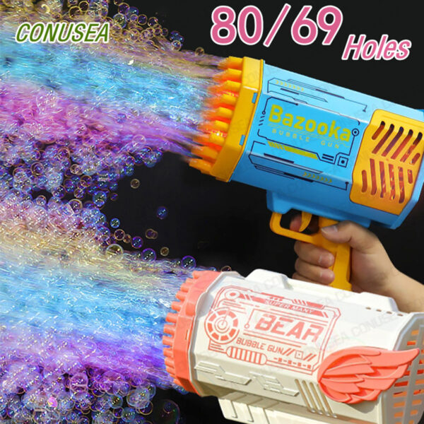 69-80-Holes-Rocket-Bubble-Gun-Machine-Angel-LED-Kids-Automatic-Soap-Bubbles-Blower-Maker-Toys