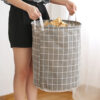 Cotton-Linen-Dirty-Laundry-Basket-Foldable-Round-Waterproof-Organizer-Bucket-Clothing-Children-Toy-Large-Capacity-Storage-3