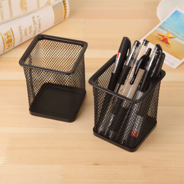 Pencil-Holder-Office-Desk-Metal-Mesh-Square-Pen-Pot-Case-Stationery-Container-Organiser-Durable-Pencil-Case-3